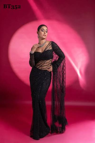 D.NO. BT352 BY BT HEAVY NYLON BUTTERFLY NET SAREE MANUFACTURER IN INDIA